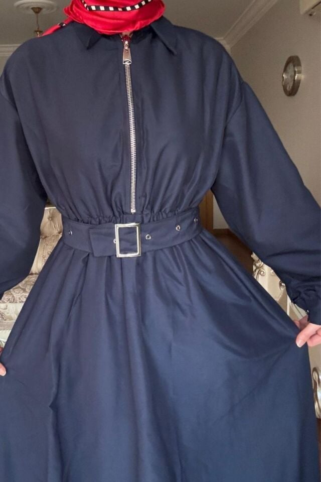 Balon Elbise - Lacivert