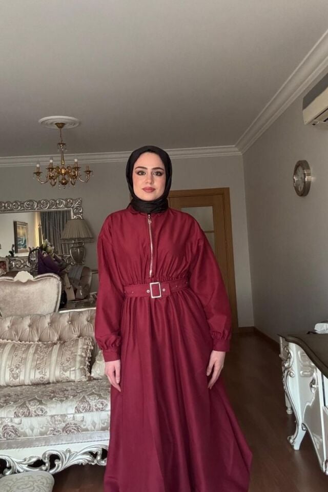 Balon Elbise - Bordo