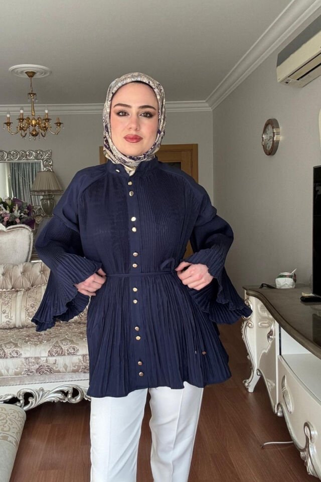 MODAL PİLİSELİ GÖMLEK - LACİVERT